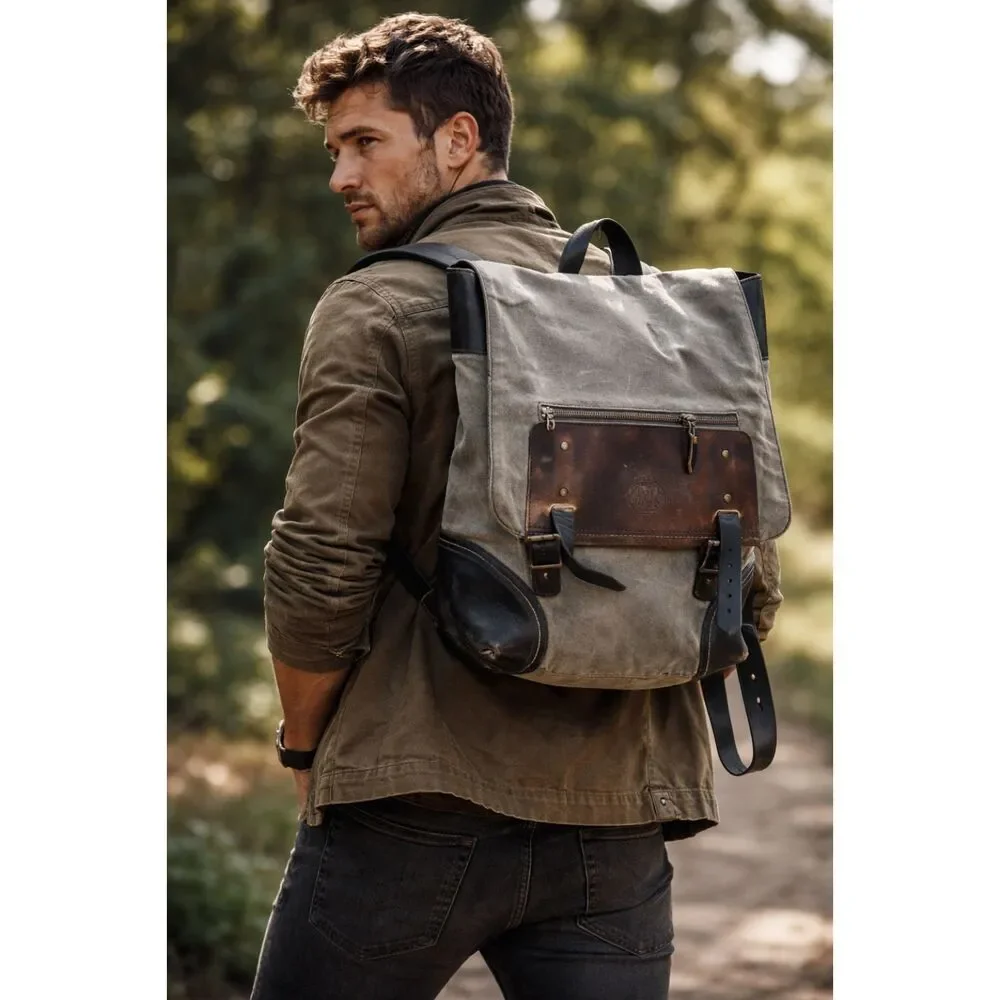 RARE Wolverine 1000 Mile Explorer Backpack Horween Leather Canvas Rugged Travel